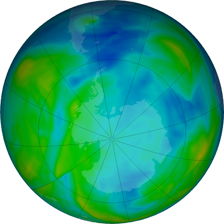 Antarctic ozone map for 18 June 2019